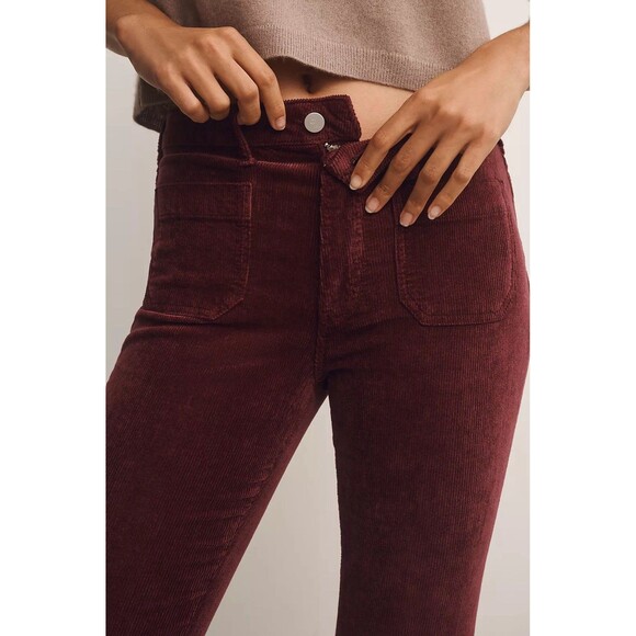 Anthropologie Pilcro Size 26 The Icon Corduroy Flare Jeans Mid Rise Wine Y2K - Picture 7 of 16